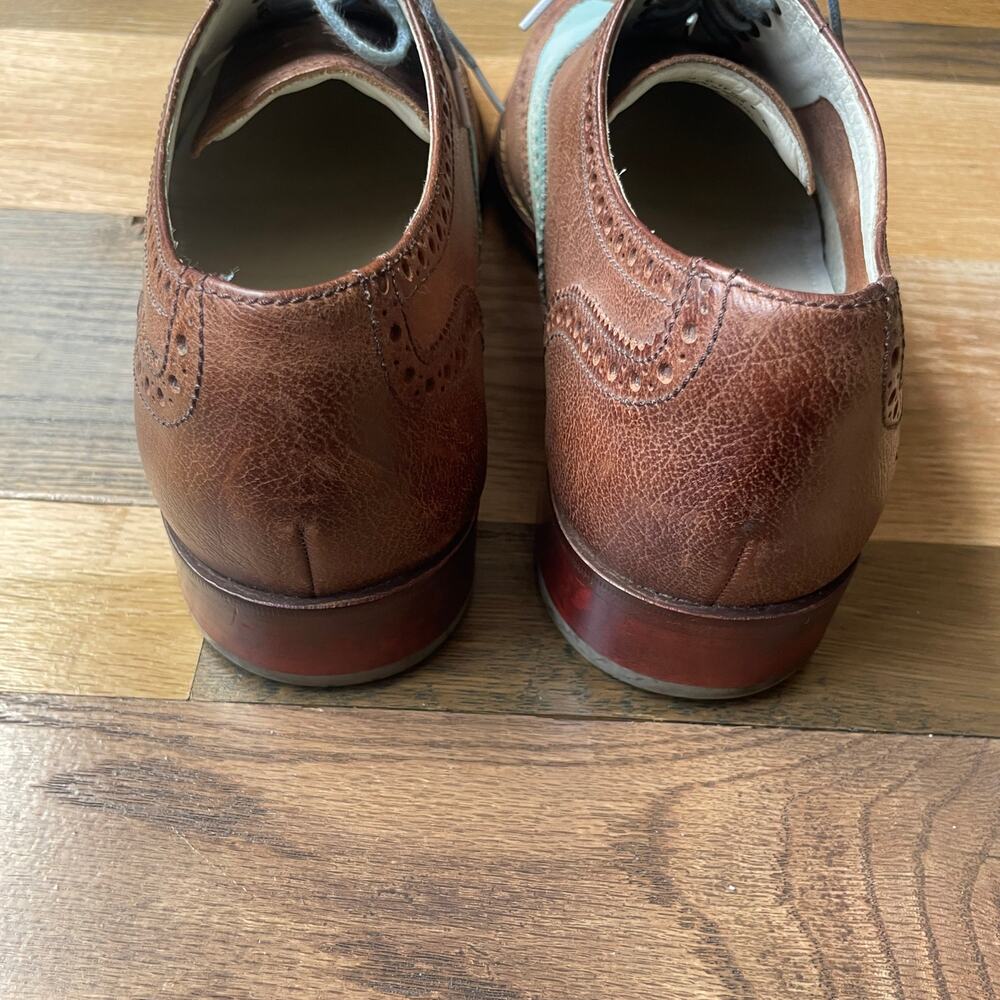 Cole Haan Nike Air Men's 11 M Brown Blue Leather Wingtip Brogue C10038 - Picture 4 of 8
